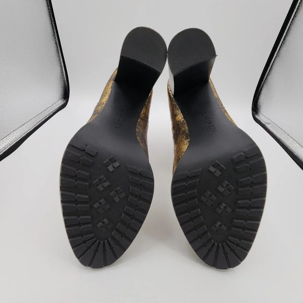 Lauren Ralph Lauren Mylah Stretch Metallic Ankle Boots Womens Size 8B NEW in Box
